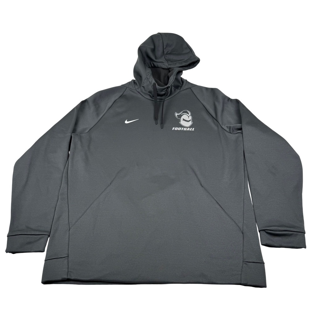 Nike Football Hoodie Mens XL Gray Dri-FIT Pullover Knight Graphic Training Sweat
